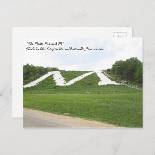 De Platte Mound M, Platteville Wi-Briefkaart Briefkaart (Voorkant / Achterkant)