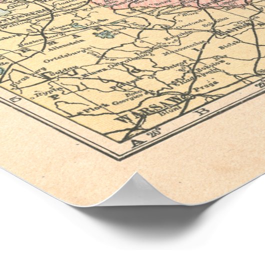 De plattegrond 1923 van de Baltische staten Poster (Hoek)