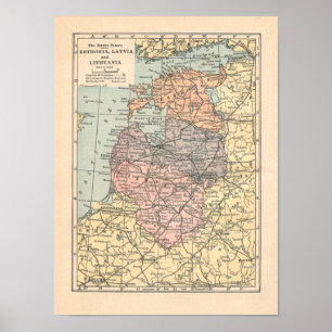 De  plattegrond 1923 van de Baltische staten Poster