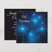 De Plejaden in Blauwe Kosmische Bruiloft Kaart (Voorkant / Achterkant)