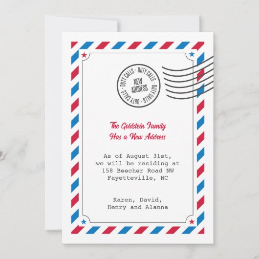 De plicht roept Militaire Bewegingsaankondiging Kaart (Voorkant)