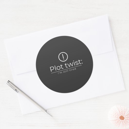 De plotwending: Constante Uitputting Ronde Sticker (Envelop)