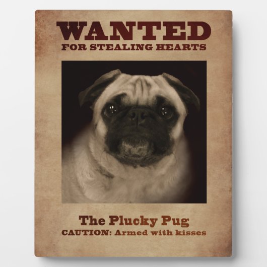De Plucky Pug Plaque Fotoplaat (Voorkant)