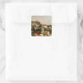 De pluimveemarkt, 1885 vierkante sticker (Tas)