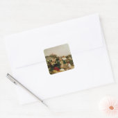 De pluimveemarkt, 1885 vierkante sticker (Envelop)