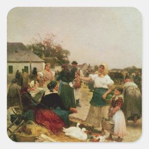De pluimveemarkt, 1885 vierkante sticker