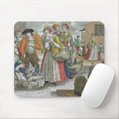 De pluimveemarkt (gekleurde gravering) muismat (Met muis)