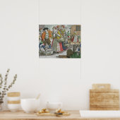 De pluimveemarkt (gekleurde gravering) poster (Keuken)