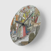 De pluimveemarkt (gekleurde gravering) ronde klok (Hoek)