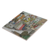 De pluimveemarkt (gekleurde gravering) tegeltje (Zijkant)