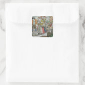 De pluimveemarkt (gekleurde gravering) vierkante sticker (Tas)