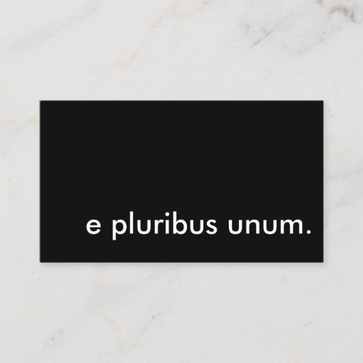 De pluribus unum. visitekaartje (Voorkant)