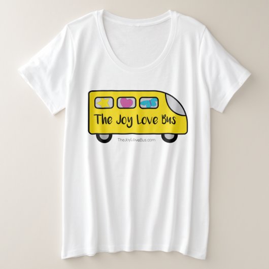 De Plus-grootte Joy Love Bus Logo T-Shirt (Design voorkant)