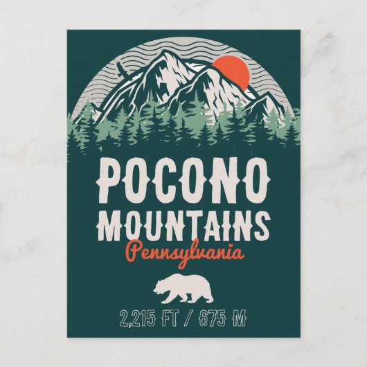 De Poconos Pennsylvania PA Mountain Gift Retro Briefkaart (Voorkant)