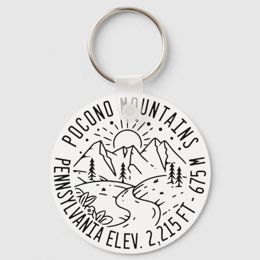 De Poconos Pennsylvania PA Mountain Gift Retro Sleutelhanger (Achterkant)