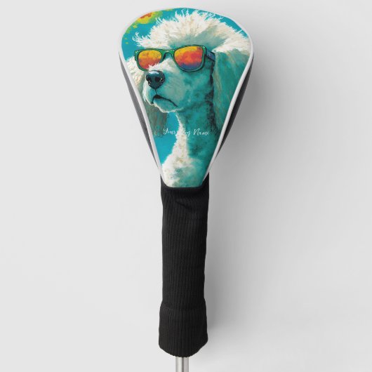 De poedelhond met zonnebril 010 golfheadcover (Voorkant)