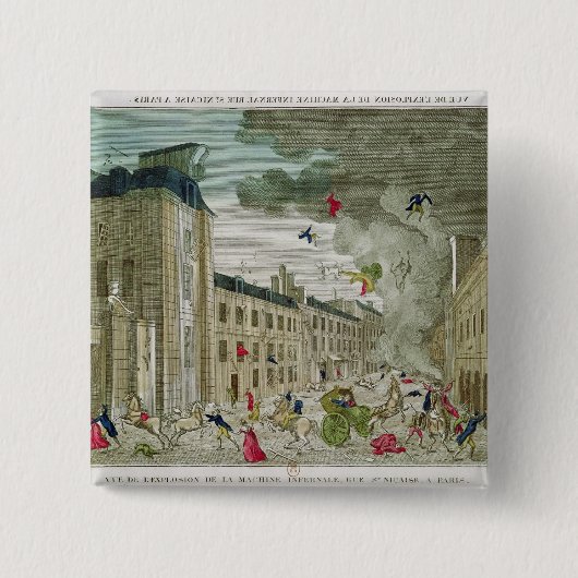 De poging tot moord op Napoleon Bonaparte Vierkante Button 5,1 Cm (Voorkant)