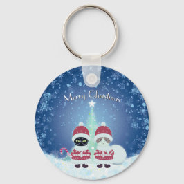 De Poiluna Christmas Metal Circle van Jouw naam Sleutelhanger