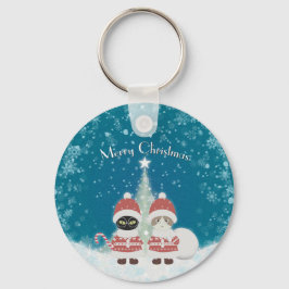 De Poiluna Christmas Metal Circle van Jouw naam Sleutelhanger