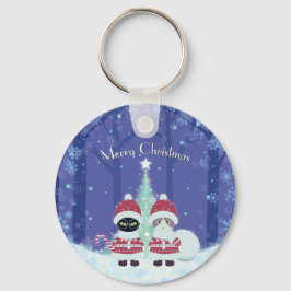 De Poiluna Christmas Metal Circle van Jouw naam Sleutelhanger