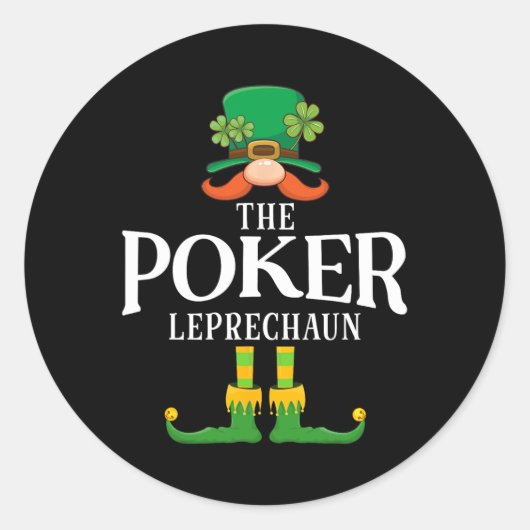 De Poker Leprechaun St Patricks Day Matching Ronde Sticker (Voorkant)