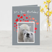 De Polaire Beren die van Flirty van de verjaardag Kaart (Gele Bloem)