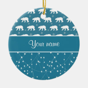 De polaire Fonkelende Gepersonaliseerde Sterren Keramisch Ornament