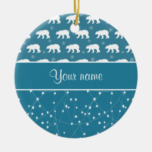 De polaire Fonkelende Gepersonaliseerde Sterren Keramisch Ornament (Voorkant)