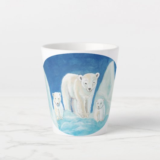 De Polar Beer Familie Latte Mok (Voorkant)