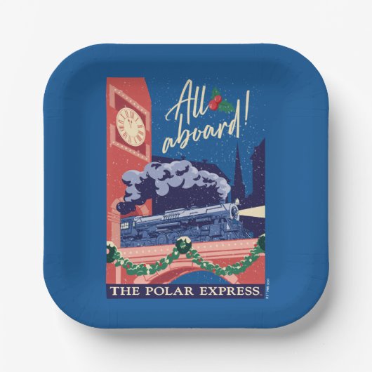 De Polar Express - Alles aan boord! Papieren Bordje (Voorkant)