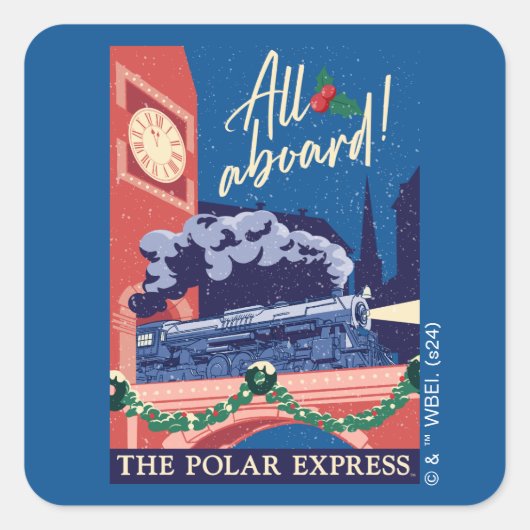 De Polar Express - Alles aan boord! Vierkante Sticker (Voorkant)