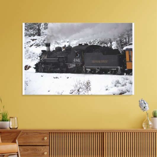 De Polar Express stoommachine Canvas Afdruk (Insitu (Woonkamer))