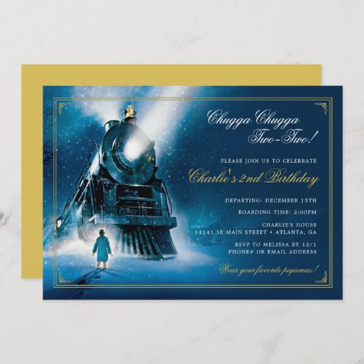 De Polar Express trein | Pyjama 2e verjaardag Kaart (Voorkant / Achterkant)