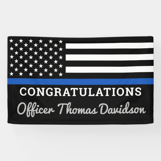De politie feliciteert personaliseert Thin Blue Li Spandoek (Horizontaal)