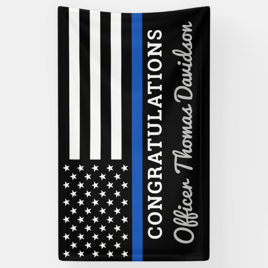 De politie feliciteert personaliseert Thin Blue Li Spandoek (Verticaal)