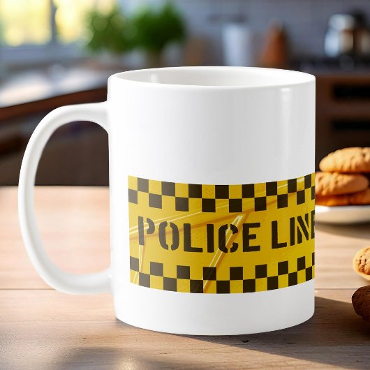 De politie kruist geen gele strepen koffie-mok koffiemok