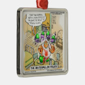 De politie van Watermeloen funny kerstversiering Metalen Ornament (Rechts)