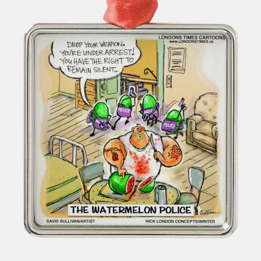 De politie van Watermeloen funny kerstversiering Metalen Ornament (Voorkant)