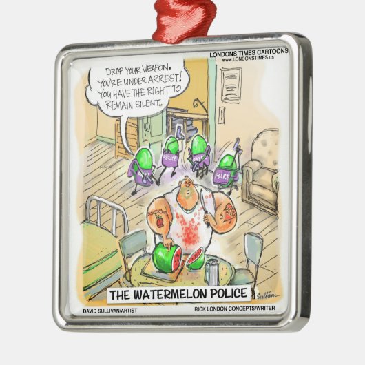 De politie van Watermeloen funny kerstversiering Metalen Ornament (Links)