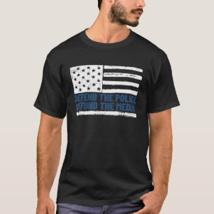 De politie verdedigen de media-Amerikaanse vlag T-shirt