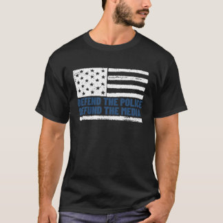 De politie verdedigen de media-Amerikaanse vlag T-shirt