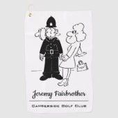 De politieman heeft Clock Face Cartoon Golfhanddoek (Voorkant)