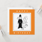 De politieman heeft Clock Face Cartoon. Kaart (Voorkant / Achterkant in situ)