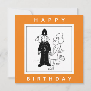 De politieman heeft Clock Face Cartoon. Kaart