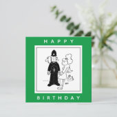 De politieman heeft Clock Face Cartoon. Kaart (Staand voorkant)