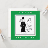 De politieman heeft Clock Face Cartoon. Kaart (Voorkant / Achterkant in situ)