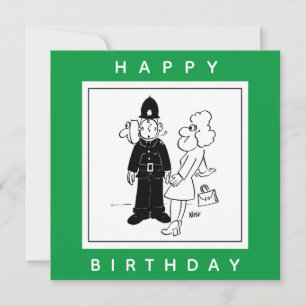 De politieman heeft Clock Face Cartoon. Kaart