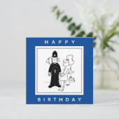 De politieman heeft Clock Face Cartoon. Kaart (Staand voorkant)