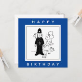 De politieman heeft Clock Face Cartoon. Kaart (Voorkant / Achterkant in situ)