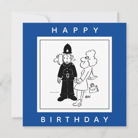 De politieman heeft Clock Face Cartoon. Kaart (Voorkant)